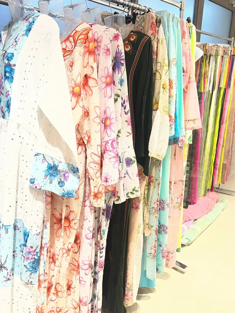 Printed and schiffli kaftans and maxi dresses