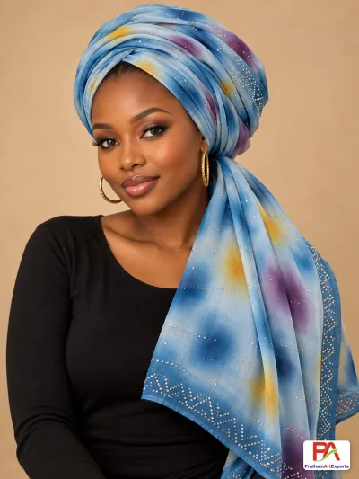 Sky Bloom Stone Work Dupatta / Headwrap Scarf – 5 Colours (D.No 41)