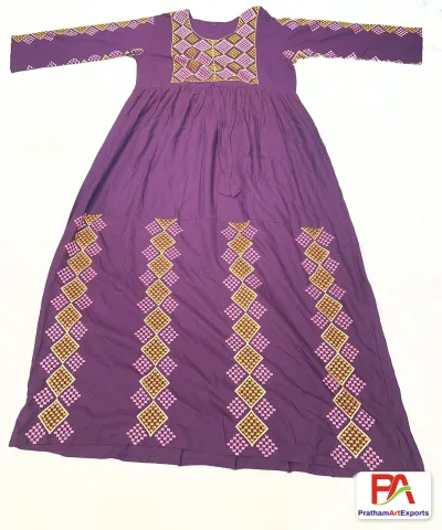 Plum Purple Kaftan Dress with Diamond Embroidery & Dupatta (D.No DR18)