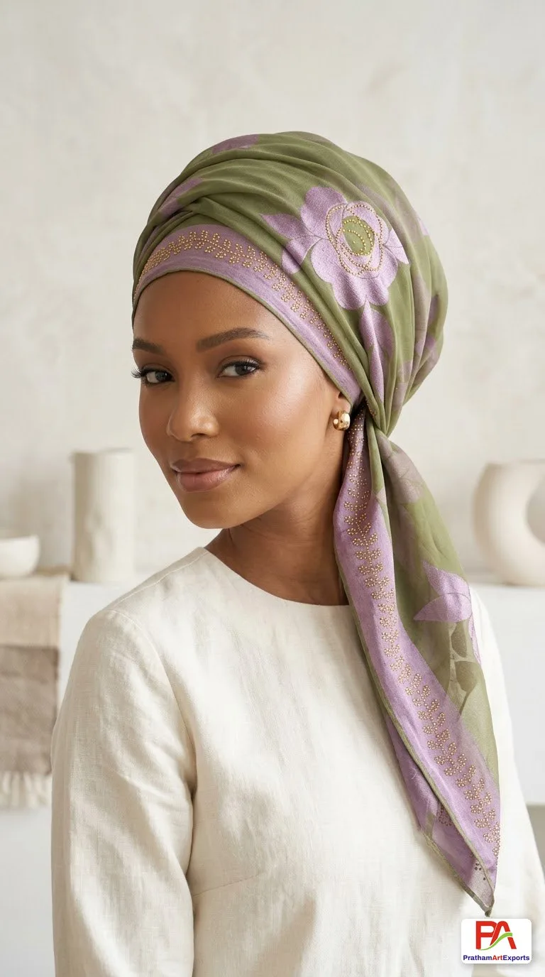 Brasso Rose Overprint Dupatta / Headwrap Scarf – 10 Colours (D.No 37)