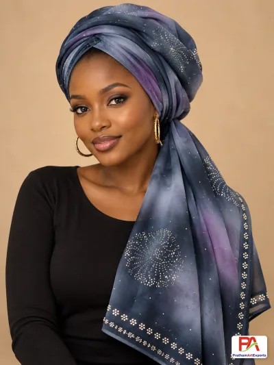 Starburst Stone Work Dupatta / Headwrap Scarf – 5 Colours (D.No 39)